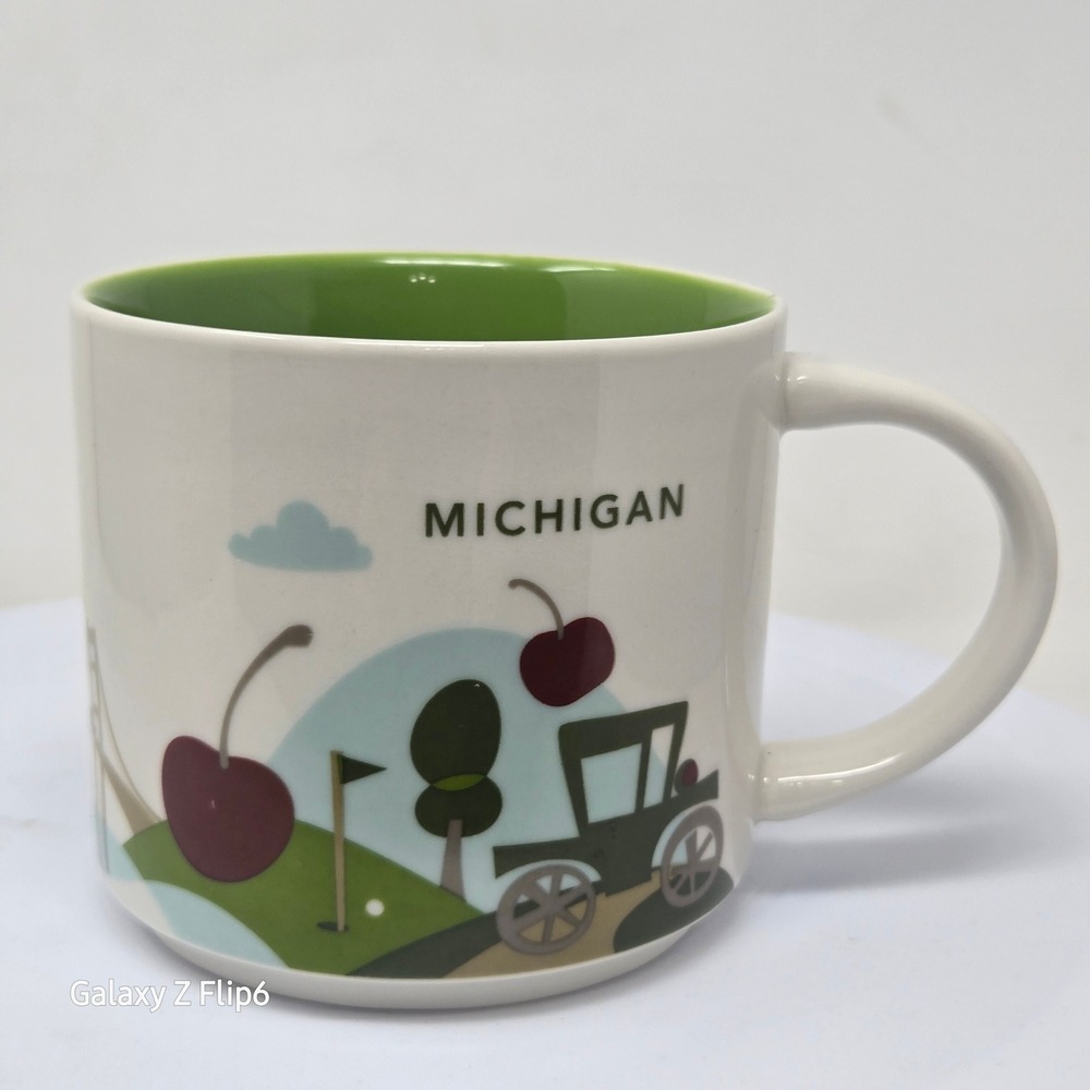 Starbucks‎ You Are Here Collection Michigan Coffee Mug 14oz Green White 2017